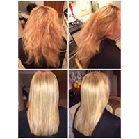 Before and after long blonde hair